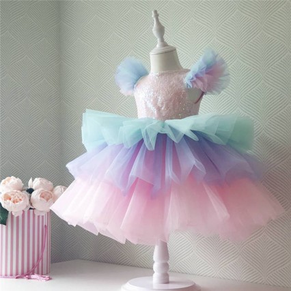 Girls Formal Princess Dress Kids Lace Tulle Rainbow Elegant Evening Party Cake Tutu Prom Gown Children Wedding Communion Costume Girls Formal Princess Dress Kids Lace Tulle Rainbow Elegant Evening Party Cake Tutu Prom Gown Children Wedding Communion Costume