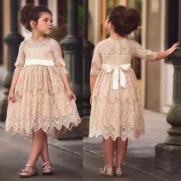 Girls Lace Embroidery Dress Kids A Line Princess Tutu Tulle Bridesmaid Wedding Pageant Flower Girls Dresses