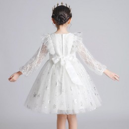 Kids Dress For Girl Embroidery Princess Frock Gown Dress Children's Tutu Long Sleve For Flower Girls Ball Gown Dress