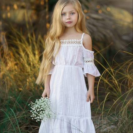 Kids Summer Off-shoulder Girls Dress White Pink Ruffle Beach Dresses Children Princess Bridesmaid Wedding Pageant for Flower Gir Kids Summer Off-shoulder Girls Dress White Pink Ruffle Beach Dresses Children Princess Bridesmaid Wedding Pageant for Flower Gir