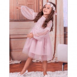 Little Girls White Pink Lace Dress Long Sleeve Flower Kids Princess Pageant Birthday Party Gowns Tulle Vintage Dress 3 8 14 year