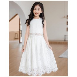 Summer Baby Girls Outfits Teenage Girls Clothes Lace Tops With Long Skirts 2 Pieces Flower Girls Dresses Set Age 4 6 8 10 12 14
