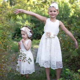 Summer Lace Girls Dresses A Line Toddler Kids Bridesmaid Wedding Pageant First Communion Vestidos Dress