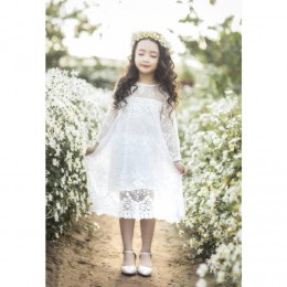 White Dresses for Kids Children Wedding Bridesmaid Lace Dress Party Evening Gown 3 6 14 Yearsfor Flower Girls