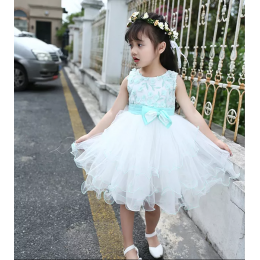 White 3d Flower Lace Dress Age for 3 - 9 yrs Little Girls Christmas Dress New Autumn Winter Kids Evening Gowns Girls Frocks