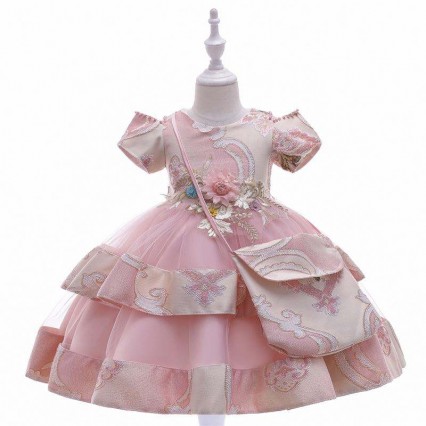 BAIGE Amazon Hot Sale New Wedding Event Frock Birthday Ceremony Girl Party Dress Kids 3-8Years Old Girl Fancy Dresses L5212