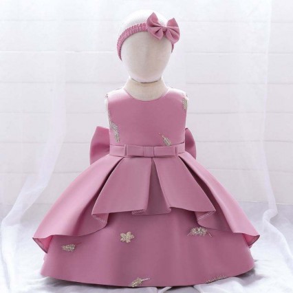 BAIGE baby frock design 1 year birthday dress girl princess flower dresses with free headband BAIGE baby frock design 1 year birthday dress girl princess flower dresses with free headband
