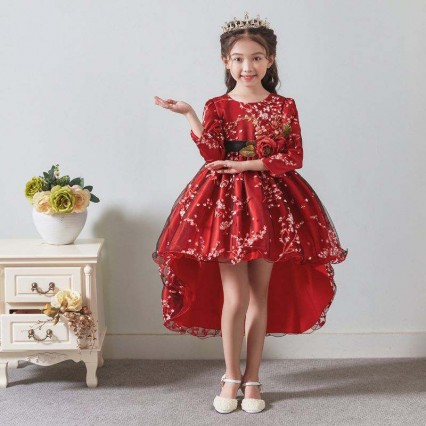 BAIGE Children Dress Girls Bow Wedding Gown Trailing Western Party Wear Formal Princess Girl's Dress 2153 BAIGE Children Dress Girls Bow Wedding Gown Trailing Western Party Wear Formal Princess Girl's Dress 2153