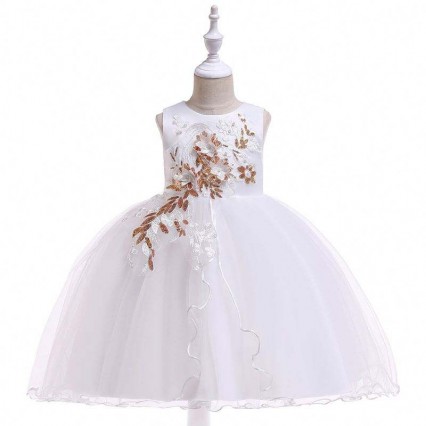 BAIGE Kids Garments White Flower Girl Dress Embroidery Party Wear Evening Dresses For Girls L5060 BAIGE Kids Garments White Flower Girl Dress Embroidery Party Wear Evening Dresses For Girls L5060