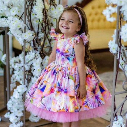 BAIGE Latest Floral Print Girl's Dress Children's Clothes For 3 Years Old Flower Girl Bridesmaid Dresses For Party BAIGE Latest Floral Print Girl's Dress Children's Clothes For 3 Years Old Flower Girl Bridesmaid Dresses For Party