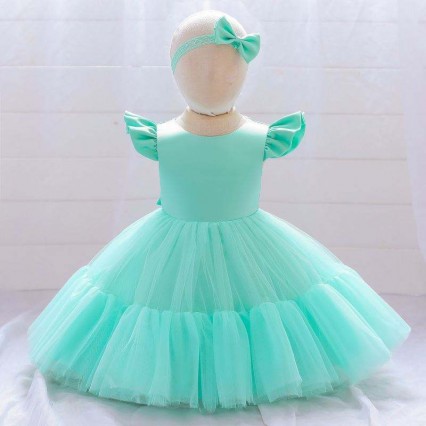 BAIGE Mesh Satin Princess girls birthday dresses lovely girl party baby girls dress designs for baptism With Headband BAIGE Mesh Satin Princess girls birthday dresses lovely girl party baby girls dress designs for baptism With Headband