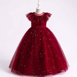 Baige New Princess Dress Girls Kids Embroidery Flower Girl Toddler Elegant Formal Party Dress 2275