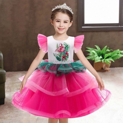 BAIGE pleated Short Sleeves Layered Cake Flower Dress Easter Wear girls unicorn dresses for party BAIGE pleated Short Sleeves Layered Cake Flower Dress Easter Wear girls unicorn dresses for party