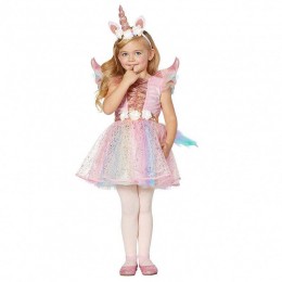 BAIGE Short Sleeve Shiny Sequins Tulle skirt with free headband and Wing baby girl Halloween Costume Unicorn dress