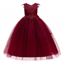 BAIGE sleeveless Princess Layers maroon white pink Tulle Flower Girls Birthday Party Dresses Flower Girl Dress