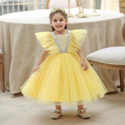 BAIGE Summer Puffy Flower Girl Birthday Dress Full Moon Kids Wedding Tutu Party Dress L2065XZ