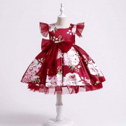 BAIGE Tulle Sleeves 3-10 years girls birthday dress sweet flower Pattern baby toddler flower girl dress