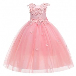 BAIGE Wholesale Applique pretty princess summer flower girls dresses wedding birthday party dress for girls 4-14Y in stock