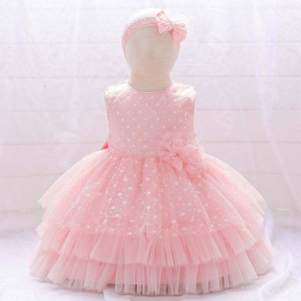 Infant Baby Tulle Sleeveless Ball Gown Girls Birthday Party Frock Evening Princess Kids Tutu Layered Dress