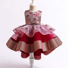 BAIGE 2021Summer Children's Trailing Princess Dress Multi-layer Mesh Kids Wedding Cake Ball Gown L5251