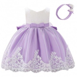 BAIGE 3-24Month Infant Kids Clothing Lace Flower Girl First Birthday Party Dress With Free Headband