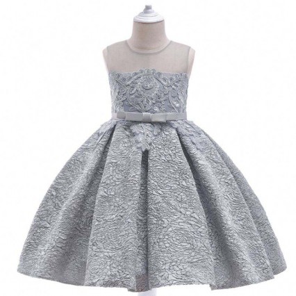 BAIGE High Quality 8Years Children Dresses White Baptism Kids Evening Party Performance Dress L5256