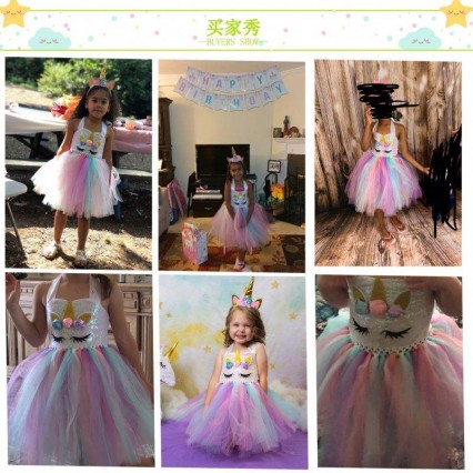 BAIGE Hot Sale New Style Girls Unicorn Princess Birthday Party Kids Wedding Dress  BAIGE Hot Sale New Style Girls Unicorn Princess Birthday Party Kids Wedding Dress