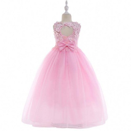 BAIGE New style Kids Party Dress Girls Wedding Dresses Bridal Gown Pink Flower Children Evening Clothing