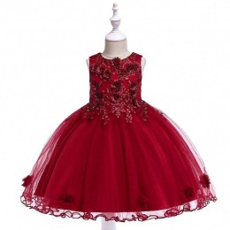BAIGE Pleated Vintage Baby Girl Flower Girl Feather Frock Designs Party Dresses L5061