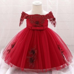 BAIGE Wholesale Flower Girls Dresses Baptism Tulle Skirt Dress Little Baby Christening Gown