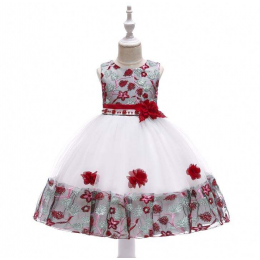 Best Seller Kids Flower Party Dress Children Fancy Girl Frock Baby Mini Birthday Clothing L5045