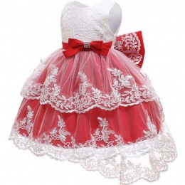 Elegant Trailing Baby Girls Party Wear Embroidery Dress Long Ball Gown For Kids