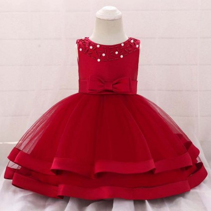 Kids Dresses For Girls Flower Embroidery Toddler Baby 1 Year Birthday Party Infant Dress Girl Baptism Clothes L5017XZ