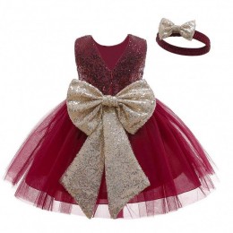 Baby Frock Sequined Bow Design Girl Fashion Gown Wedding Birthday Party Kids Girl Dresses