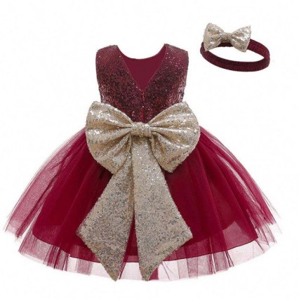 Baby Frock Sequined Bow Design Girl Fashion Gown Wedding Birthday Party Kids Girl Dresses Baby Frock Sequined Bow Design Girl Fashion Gown Wedding Birthday Party Kids Girl Dresses