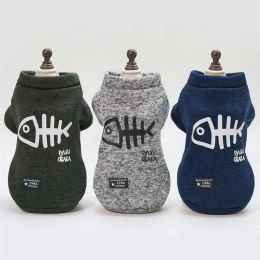 Wholesale Fishbone Sweatshirt Autumn Winter Puppy Teddy Dog Clothes with Multicolored Fishbone Pet Clothes