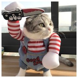Amazon Hot Selling Halloween Christmas Funny Holding a Knife Costume Dog Cosplay Party Apparel Clothing