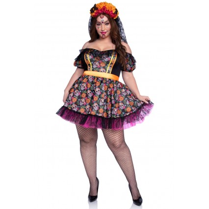 PLUS SIZE MARIGOLD CATRINA COSTUME PLUS SIZE MARIGOLD CATRINA COSTUME