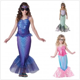 Kids Princess Dresses Ariel Mermaid Dresses Sequins Little Mermaid Costumes For Girls