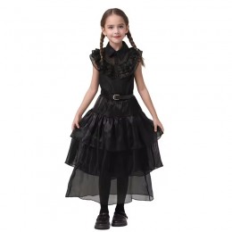 Girls Family Addams Wednesday Cosplay Gothic Black Dress Kids Halloween Party Costumes  Girls Family Addams Wednesday Cosplay Gothic Black Dress Kids Halloween Party Costumes
