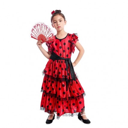 Ready Goods Spanish Senorita Girls Traditional Flamenco Dancer Dresses For Kids Fancy-dress Dance Costume Ready Goods Spanish Senorita Girls Traditional Flamenco Dancer Dresses For Kids Fancy-dress Dance Costume