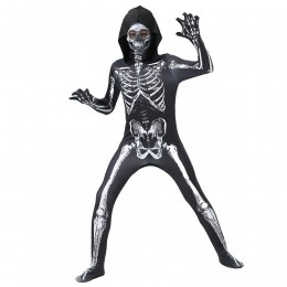 Halloween Scary Zentai Skeleton Cosplay Bodysuit Kids Theme Party Costume  Halloween Scary Zentai Skeleton Cosplay Bodysuit Kids Theme Party Costume