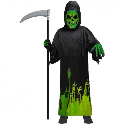 Kids Scary Death Glow In The Dark Grim Reaper Phantom Robe Halloween Theme Party Costumes Kids Scary Death Glow In The Dark Grim Reaper Phantom Robe Halloween Theme Party Costumes