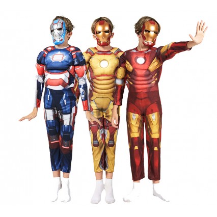 Ready Goods Boys Superhero Ironman Cosplay Muscle Jumpsuit Kids Halloween Carnival Party Dress-up Costumes Suits Ready Goods Boys Superhero Ironman Cosplay Muscle Jumpsuit Kids Halloween Carnival Party Dress-up Costumes Suits