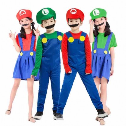 Children Boys And Girls Super Mario Luigi Bros Cosplay Fancy-dress Kids Halloween Carnival Stage Performance Party Costumes Children Boys And Girls Super Mario Luigi Bros Cosplay Fancy-dress Kids Halloween Carnival Stage Performance Party Costumes