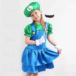 Girls Anime Super Mario Luigi Cosplay Dress Kids Halloween Party Performance Costumes  Girls Anime Super Mario Luigi Cosplay Dress Kids Halloween Party Performance Costumes