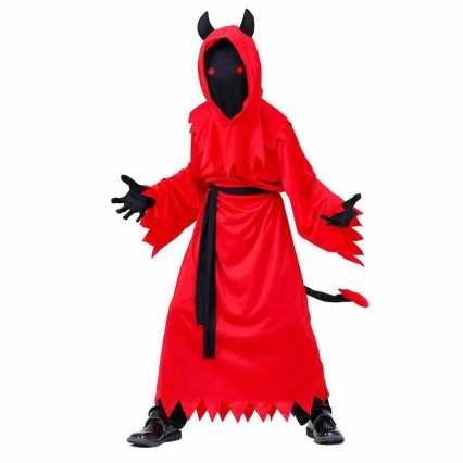 Kids Fade In Out Scary Red Devil Dress-up Halloween Theme Party Death Costume Kids Fade In Out Scary Red Devil Dress-up Halloween Theme Party Death Costume