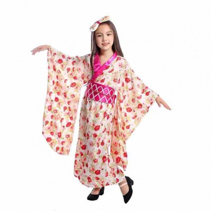 Ready Goods Girl Japanese Sakura Geisha Dress For Kids Ceremonial Kimono National Halloween Party Costume Ready Goods Girl Japanese Sakura Geisha Dress For Kids Ceremonial Kimono National Halloween Party Costume