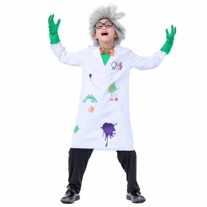 Ready Goods Unisex 4-12y Raving Mad Scientist Cosplay Outfit Kids Halloween Party Career Day Costumes Ready Goods Unisex 4-12y Raving Mad Scientist Cosplay Outfit Kids Halloween Party Career Day Costumes