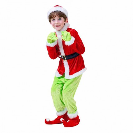Child Cute Santa Claus Green Monster Cosplay Costume Outfit For Kids Christmas Party Costumes Child Cute Santa Claus Green Monster Cosplay Costume Outfit For Kids Christmas Party Costumes